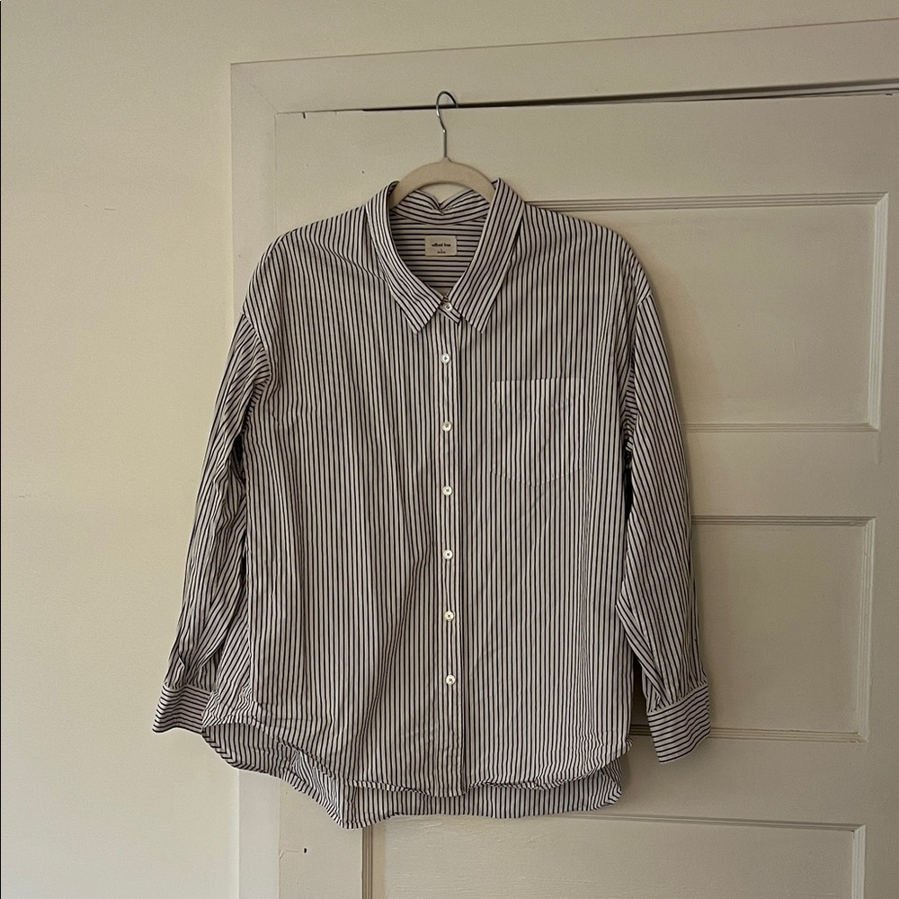 Aritzia Wilfred Black and White Striped Button Down Shirt